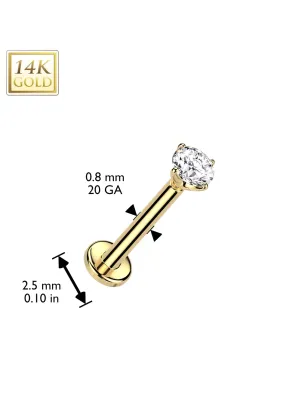 Piercing nez en or jaune 14 carats embout push-in zircon