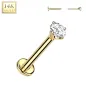 Piercing nez en or jaune 14 carats embout push-in zircon