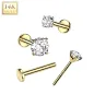 Piercing nez en or jaune 14 carats embout push-in zircon