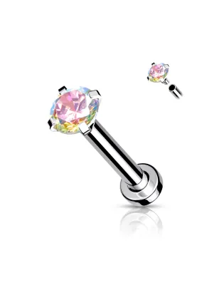 Piercing labret oreille serti aurore boréale