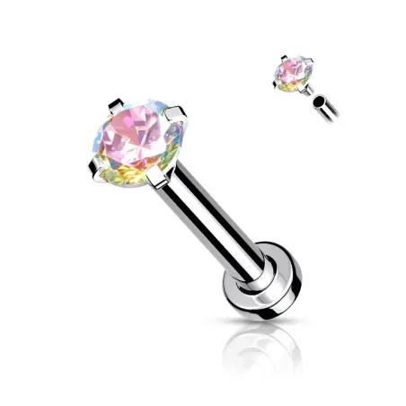 Piercing labret oreille serti aurore boréale