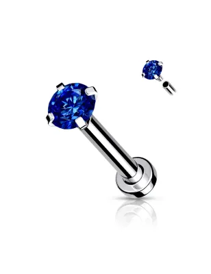 Piercing labret oreille serti bleu