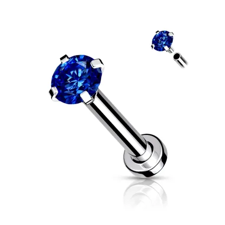 Piercing labret oreille serti bleu