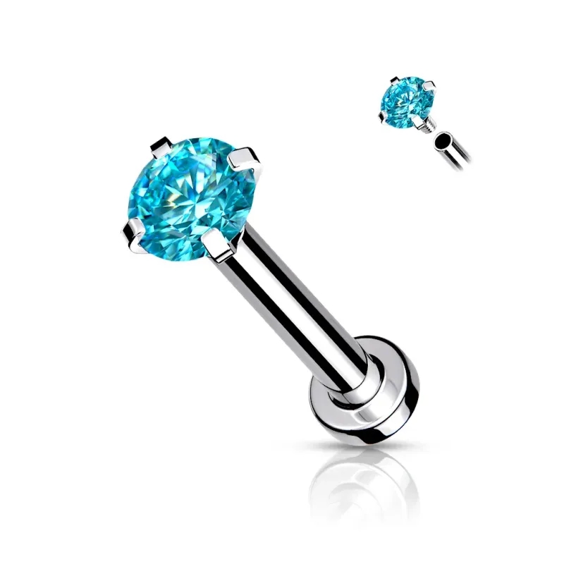 Piercing labret oreille serti turquoise