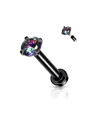 Piercing labret oreille noir serti vitrail