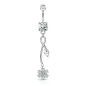 Piercing nombril pendentif fleur de vigne zircon rose