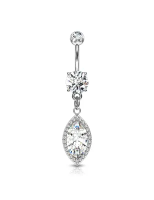 Piercing nombril pendentif large marquise zircon