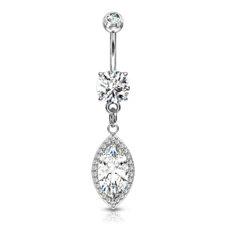 Piercing nombril pendentif large marquise zircon