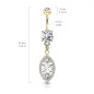 Piercing nombril plaqué or pendentif large marquise zircon