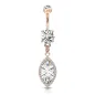 Piercing nombril plaqué or rose pendentif large marquise zircon