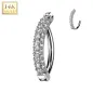 Piercing nombril Or blanc 14 carats anneau pavé multiples strass