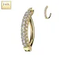 Piercing nombril Or jaune 14 carats anneau pavé multiples strass