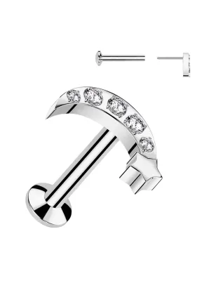 Piercing oreille push-in lune pavée et étoile