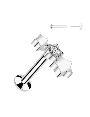 Piercing oreille push-in triple étoile strass