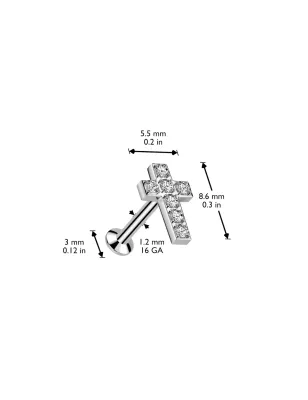 Piercing oreille push-in croix pavée