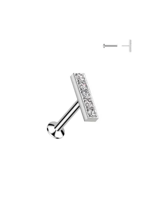 Piercing oreille push-in barre cinq strass