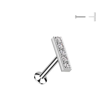 Piercing oreille push-in barre cinq strass