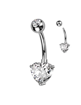 Piercing nombril en titane coeur blanc