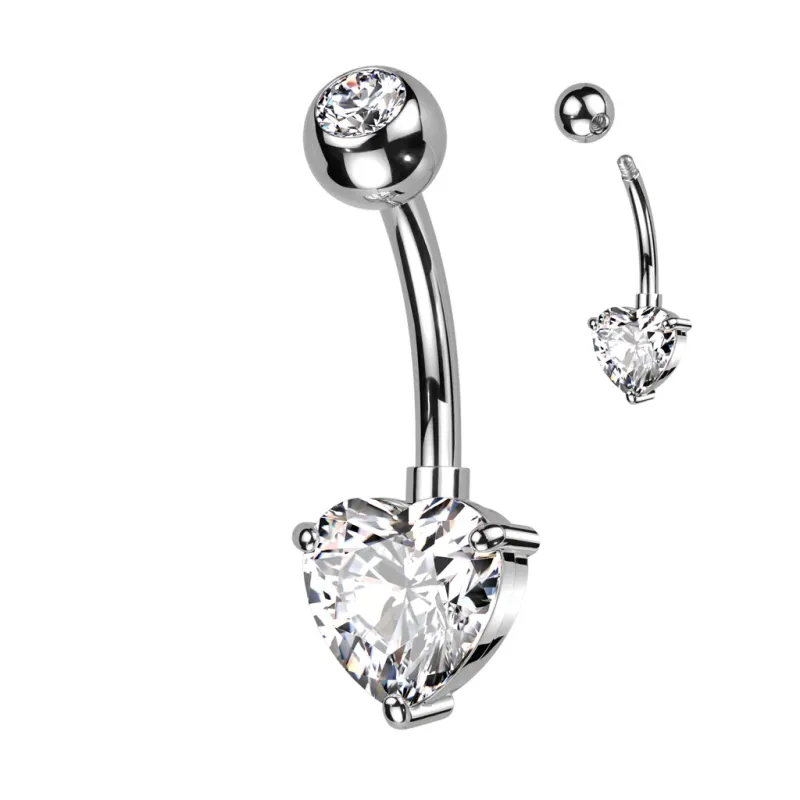 Piercing nombril en titane coeur blanc