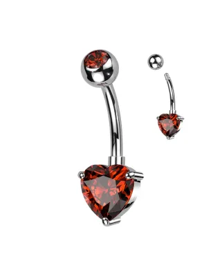 Piercing nombril en titane coeur rouge