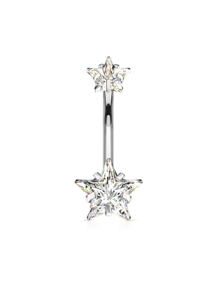 Piercing nombril double zircon étoile blanc