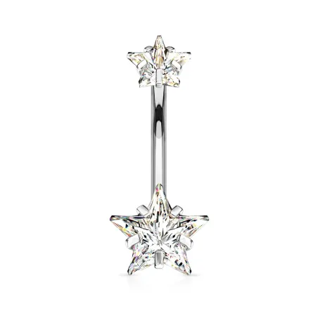 Piercing nombril double zircon étoile blanc