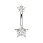 Piercing nombril double zircon étoile blanc