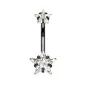 Piercing nombril noir double zircon étoile blanc