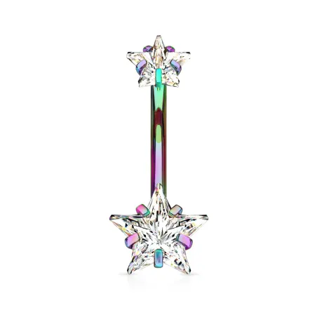 Piercing nombril multicolore double zircon étoile blanc