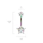 Piercing nombril multicolore double zircon étoile blanc