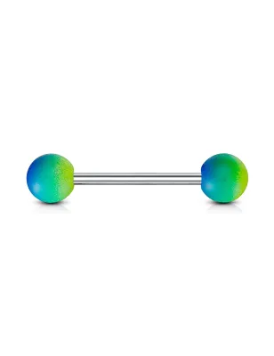 Piercing langue caoutchouc bicolore bleu vert