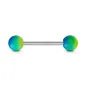 Piercing langue caoutchouc bicolore bleu vert