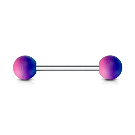 Piercing langue caoutchouc bicolore bleu rose