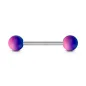 Piercing langue caoutchouc bicolore bleu rose