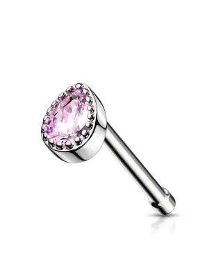 Piercing nez tige droite goutte rose