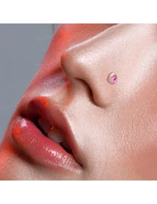 Piercing nez tige droite goutte rose