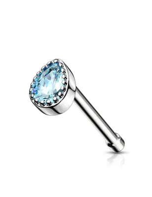 Piercing nez tige droite goutte turquoise