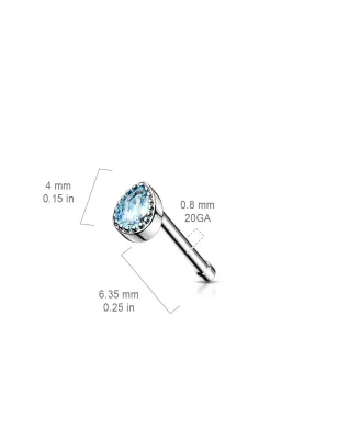 Piercing nez tige droite goutte turquoise