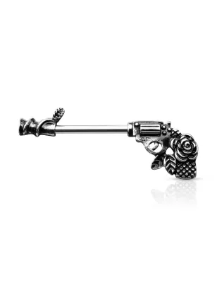 Piercing téton pistolet rose argenté