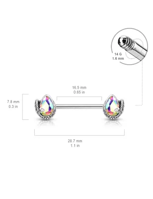 Piercing téton queue de sirène cristal aurore boréale