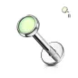 Piercing labret oreille pierre époxy lumineuse verte