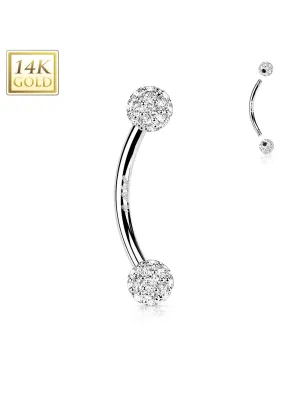 Piercing arcade en or blanc 14 carats boules multi strass