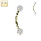 Piercing arcade en or jaune 14 carats boules multi strass