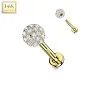 Piercing oreille labret en or jaune 14 carats boule multi strass