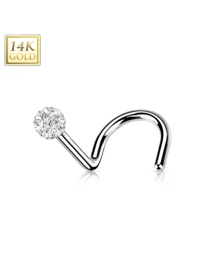 Piercing nez en or blanc 14 carats boule multi strass