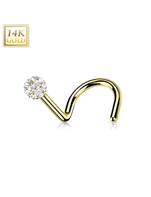 Piercing nez en or jaune 14 carats boule multi strass