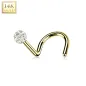 Piercing nez en or jaune 14 carats boule multi strass