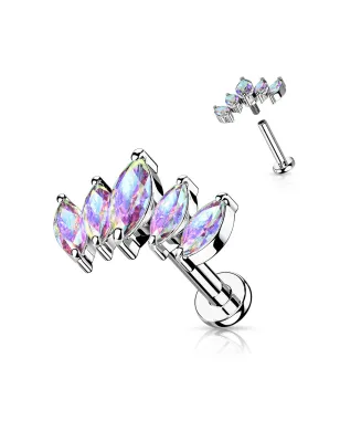 Piercing oreille éventail 5 marquises aurore boréale