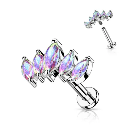 Piercing oreille éventail 5 marquises aurore boréale