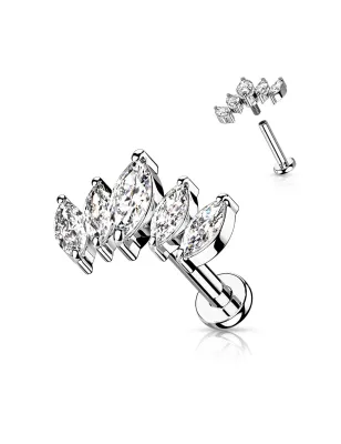 Piercing oreille éventail 5 marquises blanches